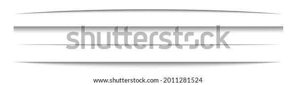 Paper shadows set on long banner. Divider\
effect on white background. Frame page. Website edge. Border blank.\
Box shadow. Label shape. Shade tape. Realistic light effect. Vector\
illustration.