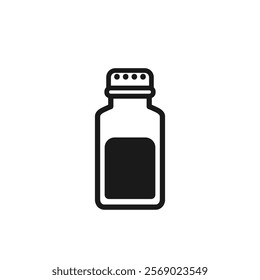 Paper shaker glass bottle icon. Food seasoning. Cooking ingredient. Kitchen utensil web pictogram. Vector illustration isolated on white background