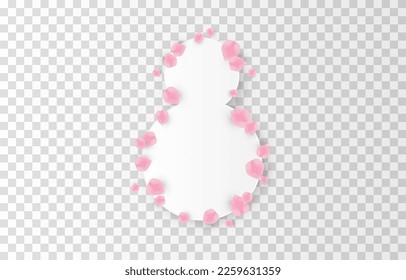 Papier in Form von Nummer 8 ist mit Rosenblättern verziert. Rosenblätter, Sakurablätter png. 8. März, Muttertag. Vektorgrafik.