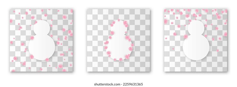 Paper in the shape of number 8 is decorated with rose petals. Rose petals, sakura petals png. March 8, Mother's Day. Vector illustration.