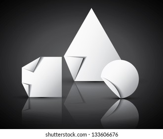 Paper shapes, triangle, circle and rectangle, EPS 10