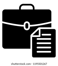 Paper sheet along with briefcase is icon for business documents