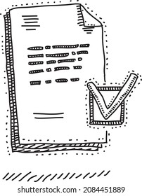 Paper sheet with the check mark - sketchy vector illustration. 
