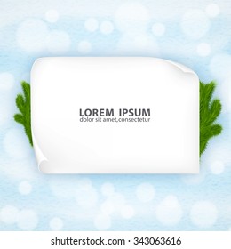 Paper sheet with christmas tree. Christmas background. EPS10 vector