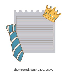 paper sheet with crown and tie