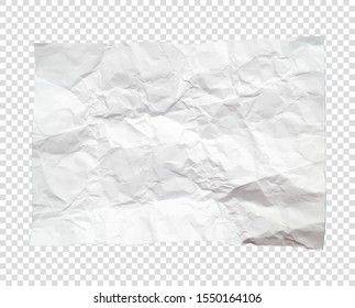 Paper sheet crumpled white, old, spoiled. Vector illustration of banner. The object on an isolated background.