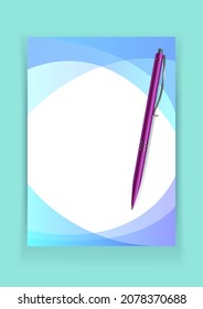 Paper sheet design. Pen near the document