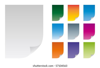 Paper sheet, different color. Vector.