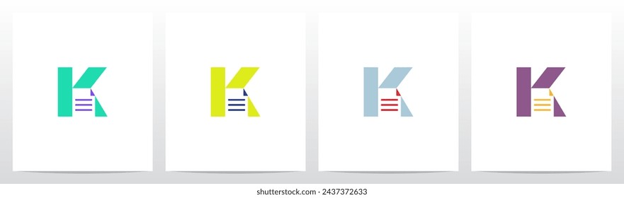 Paper Sheet Document on Letter Initial Logo Design K