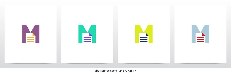 Paper Sheet Document on Letter Initial Logo Design M