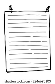 Paper sheet in doodle style. Clip art for planning, diary, sticker. Hand drawn vector design element. Contour drawing isolated on white.