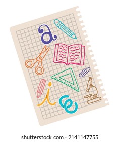 hoja de papel con dibujos sobre blanco