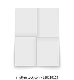 Paper sheet folded  and isolated on a white background.Realistic template