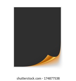 Paper Sheet With Golden Curled Corner. Vector