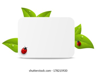 Paper sheet with green leaves