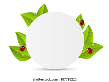 Paper sheet with green leaves