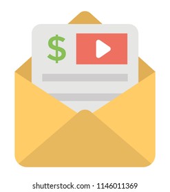 Paper sheet having dollar and video play sign symbolising email marketing