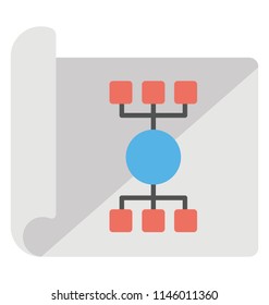 A paper sheet with hierarchical chart over it denoting business plan 