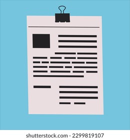 Paper sheet icon with blue background 