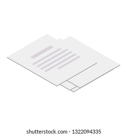 Paper sheet icon. Isometric of paper sheet vector icon for web design isolated on white background