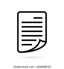 Paper sheet icon on white background. Abstract line icon style. Vector illustration.