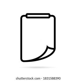Paper sheet icon on white background. Abstract line icon style. Vector illustration.