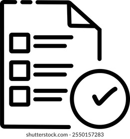 Icono de hoja de papel que representa la lista de verificación del examen y el éxito de la prueba para la educación y las Encuestas