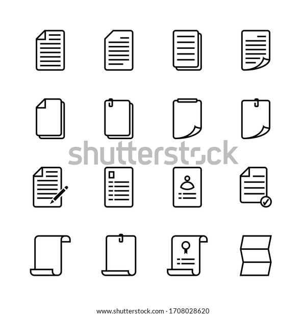 Paper sheet icon set. Line icon style.
Vector illustration.