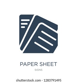 paper sheet icon vector on white background, paper sheet trendy filled icons from Signs collection, paper sheet vector illustration