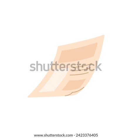 Paper sheet with information. Newspaper page, news articles. Business report, document, office file. Remember notes. Summary symbol. Monochrome flat isolated vector illustration on white background