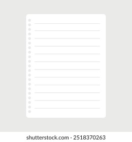 Hoja de papel, página del cuaderno, diseño del Vector