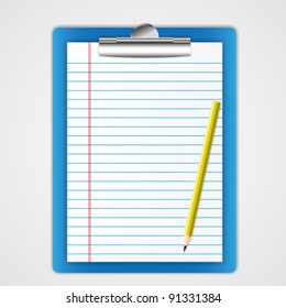  Paper sheet on blue board.