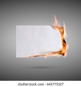 Paper Sheet On Fire. Flaming Paper Sheet. Burning Paper. Vector Illustration