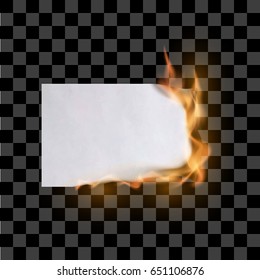 Paper sheet on fire. Flaming paper sheet. Burning paper. Vector illustration