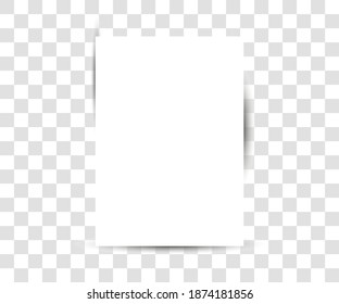 Hoja de papel sobre fondo transparente. Ilustración vectorial.