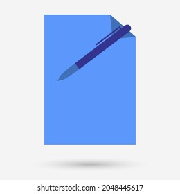 Paper sheet and pen icon isolated object. Vector illustration.
