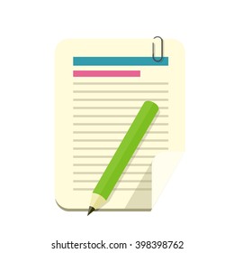 Paper sheet pencil pen and divider isolated icon. Office document page, paper sheet notepaper, accessories pencil stationery, paperwork and divider instrument vector illustration
