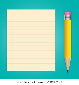 Paper sheet with a pencil vector illustration.
