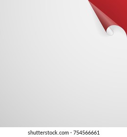 Paper Sheet With Red Curled Corner. Vector