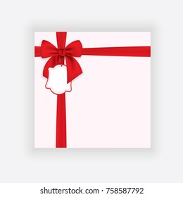 Paper sheet with a red ribbon and bow. It can be used for greeting cards, letters, etc.
