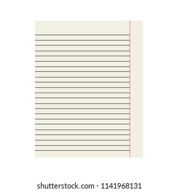 Paper sheet school writing exercise book. Vector illustration