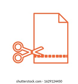 paper sheet with scissors cutting vector illustration design