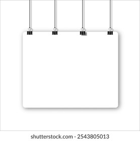 paper sheet with shadow in A4 format and black paper clip