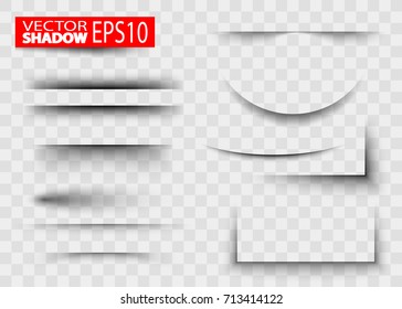 Paper sheet shadow effect. Transparent realistic paper shadow effect. White blank paper cuts circle oval square rectangle with shadow and transparent effects realistic set. Realistic shadow effect 