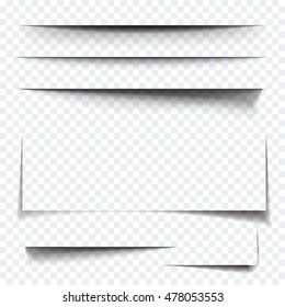 Paper sheet shadow effect. Vector transparent realistic shadows set for advertising banner templates.Vector shadow with multiply layer effect.