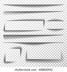 Paper Sheet Shadow Effect Vector. Transparent Realistic Paper Shadow Effect Set. Web Banner. Element For Promotional Message On Transparent Background. Abstract Illustration For Design And Business
