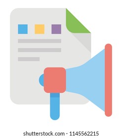 A paper sheet with some content and megaphone presenting icon concept of advertising 