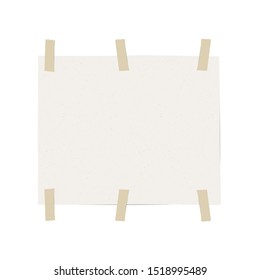 Paper sheet taped template vector design illustration isolated on white background