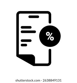 Paper Sheet with Text and Percent Mark, File Symbol