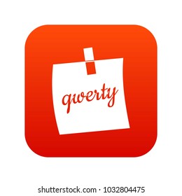 Paper sheet with text qwerty icon digital red for any design isolated on white vector illustration